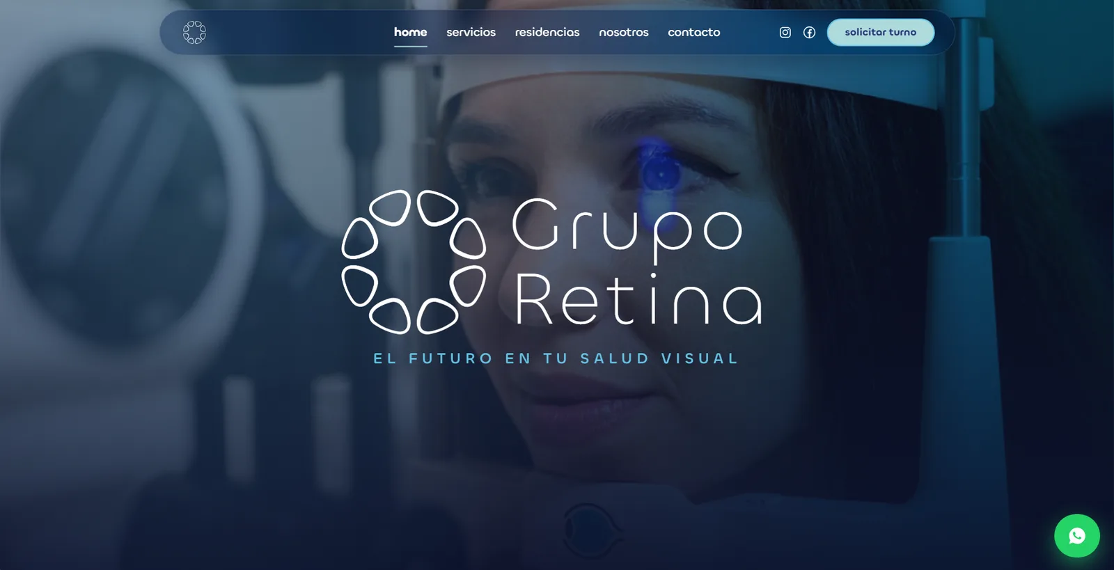 Sitio de Grupo Retina en una pantalla de escritorio